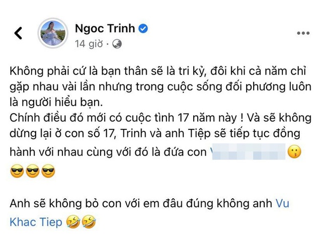 Sau buổi gặp mặt hai gia đình, Ngọc Trinh bất ngờ nhắn nhủ Vũ Khắc Tiệp: Anh sẽ không bỏ con với em đâu đúng không? - Ảnh 1.