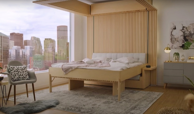 Phòng khách biến thành phòng ngủ trong 30s với khung giường nâng thông minh - Ảnh 5.
