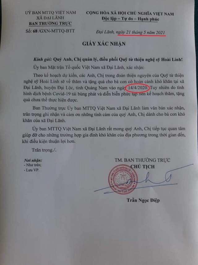 Chính quyền địa phương lên tiếng làm rõ về chi tiết bất thường trong văn bản của NS Hoài Linh - Ảnh 2. Chính quyền địa phương lên tiếng làm rõ về chi tiết bất thường trong văn bản của NS Hoài Linh - Ảnh 2.
