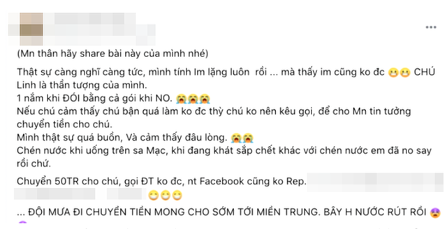 Hoài Linh lại gặp rắc rối: Nhà hảo tâm bức xúc tố nam nghệ sĩ nhận 50 triệu đồng cứu trợ miền Trung nhưng không thể liên lạc được? - Ảnh 2.