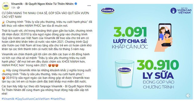 Qũy sữa Vươn cao Việt Nam của Vinamilk khởi động năm 2021 với “31.000 ly sữa yêu thương” từ cộng đồng - Ảnh 1.