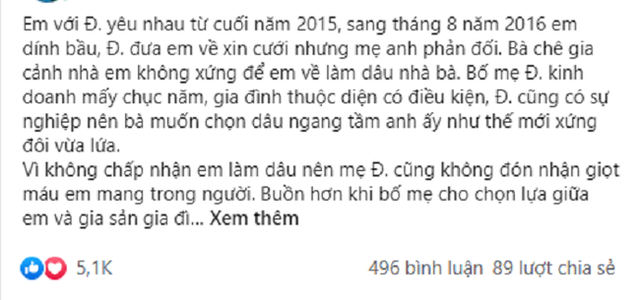 Mang bầu trước cưới được mẹ bạn trai đưa 100 triệu để cắt đứt mọi quan hệ, 5 năm sau cuộc hội ngộ bất ngờ ở siêu thị lại khiến bà phải tê tái - Ảnh 1.