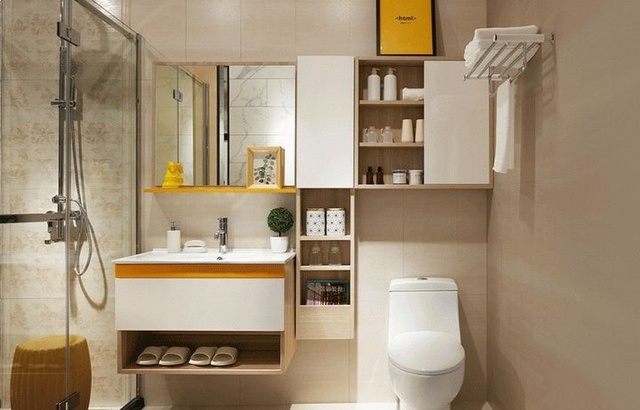 Phòng tắm nhỏ như “nắm tay” cũng trở nên thênh thang nhờ mẹo thiết kế và lưu trữ thông minh - Ảnh 14.