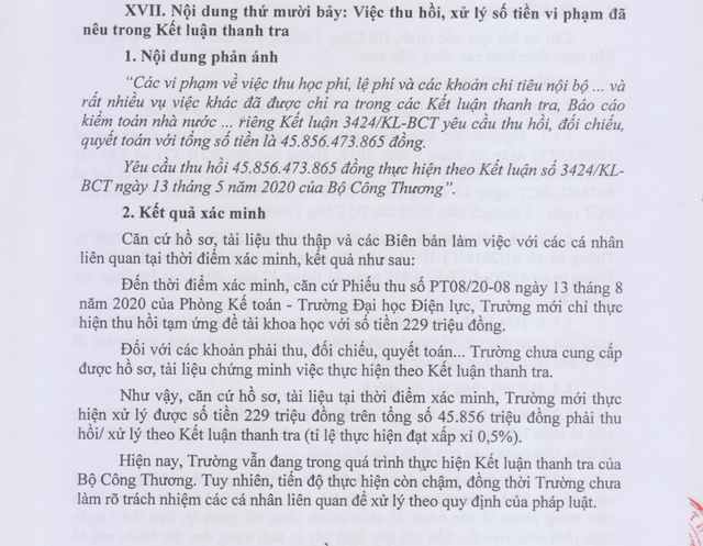 Hàng chục tỷ đồng “bốc hơi” ở ĐH Điện lực – Ai chịu trách nhiệm?: Sẽ xử lý dứt điểm sai phạm, truy thu tiền thất thoát - Ảnh 3.