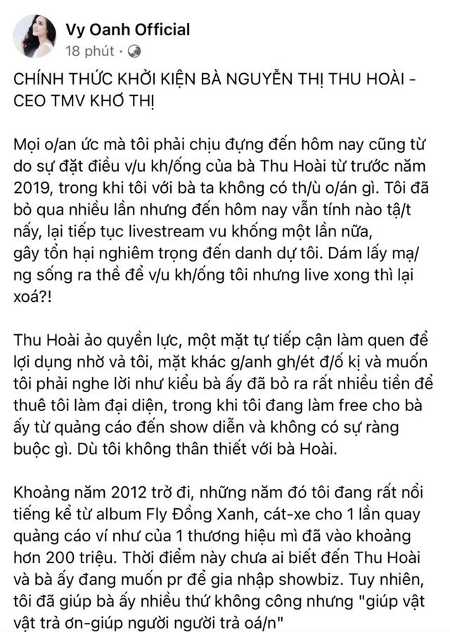 Vy Oanh chính thức khởi kiện Hoa hậu Thu Hoài: Giúp vật vật trả ơn, giúp người người trả oán - Ảnh 3.