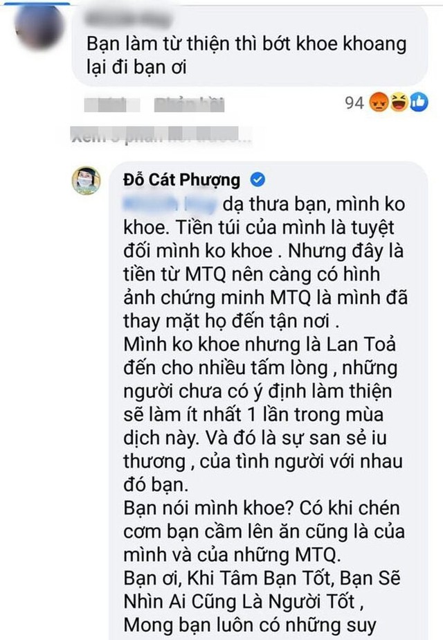 Bị anti-fan nói khoe khoang khi làm từ thiện, Cát Phượng lên tiếng: Có khi chén cơm bạn ăn là của mình - Ảnh 4.