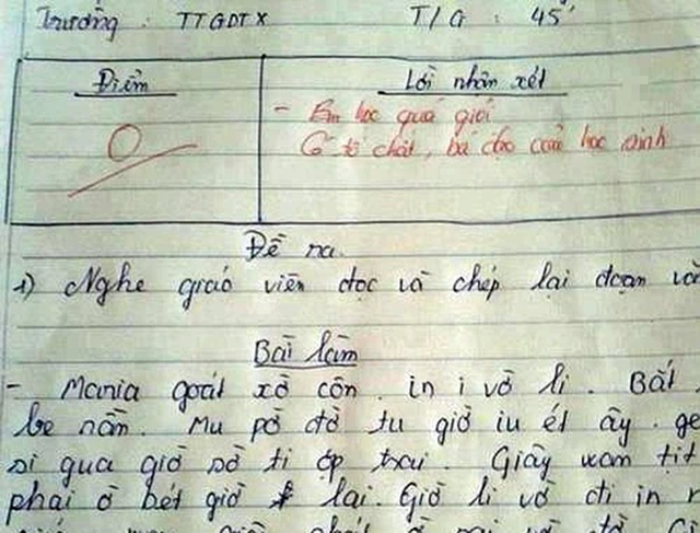 Học sinh viết đoạn văn bằng Tiếng Anh, cô giáo đọc xong cho ngay điểm 0  - Ảnh 1.
