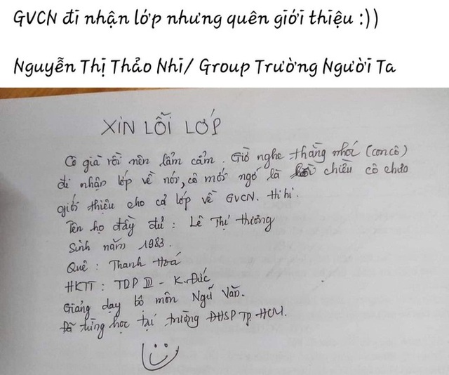  Quên giới thiệu tên ngày nhận lớp, cô chủ nhiệm viết thư xin lỗi học trò  - Ảnh 1.