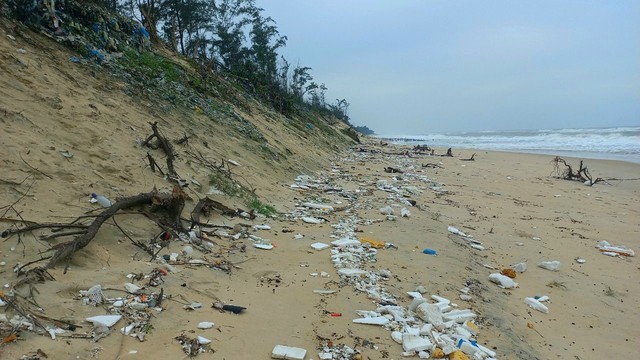 Rác thải chôn lấp lộ thiên chậm xử lý, bãi biển ở Thừa Thiên Huế ngập trong rác - Ảnh 2.