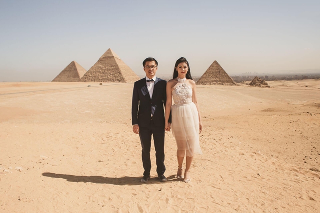 Hoa hậu Ngọc Hân và chồng - nhân viên ngoại giao khoe ảnh cưới tại Ai Cập đẹp long lanh - Ảnh 8.