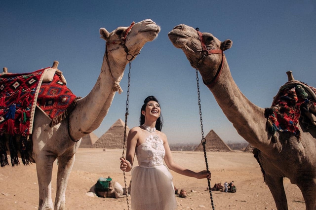 Hoa hậu Ngọc Hân và chồng - nhân viên ngoại giao khoe ảnh cưới tại Ai Cập đẹp long lanh - Ảnh 10.