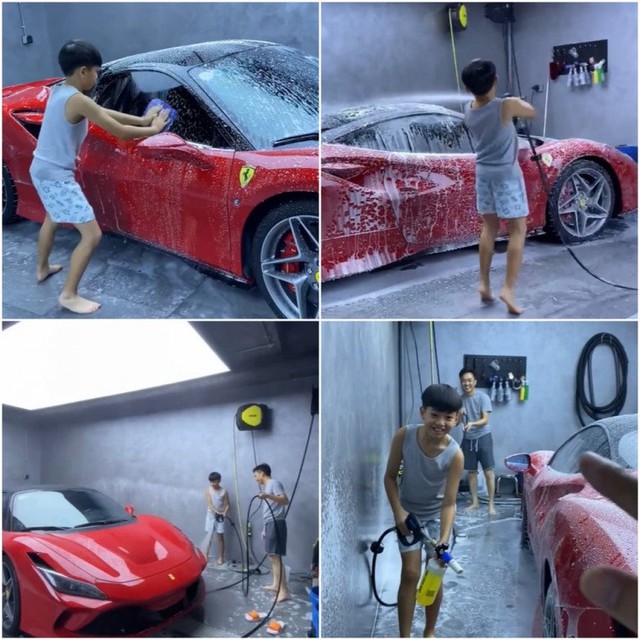 Vợ vắng nh&agrave;, Cường Đ&ocirc;la khoe đưa 2 con đ&aacute;nh lẻ ăn ngo&agrave;i, tr&ecirc;n b&agrave;n c&oacute; chiếc t&uacute;i nữ khả nghi - Ảnh 9.