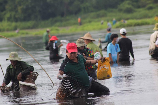 Người dân nô nức tham gia phá trằm lội bùn bắt cá hưởng lộc trời - Ảnh 4.