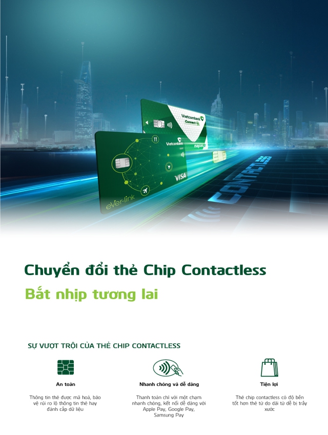 Thẻ Vietcombank Chip Contactless – Đổi mới thanh toán, chạm để cảm nhận - Ảnh 1.