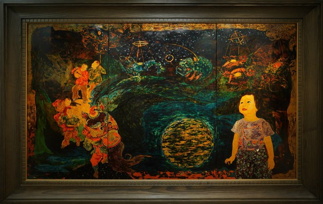 Bức họa 'Bóng trăng thu' của họa sĩ Hoàng Hữu Vân xuất hiện tinh tế vào mùa Trung thu - Ảnh 1.
