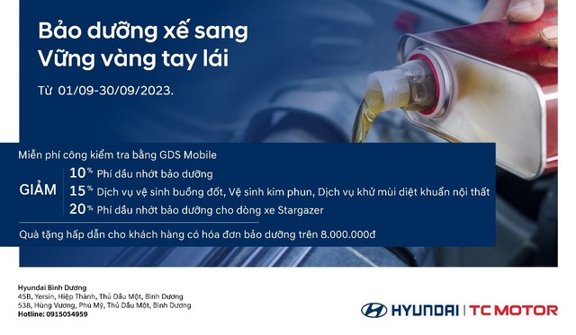 Chương trình khuyến mãi dịch vụ tháng 09 - Hyundai Bình Dương - Ảnh 1.
