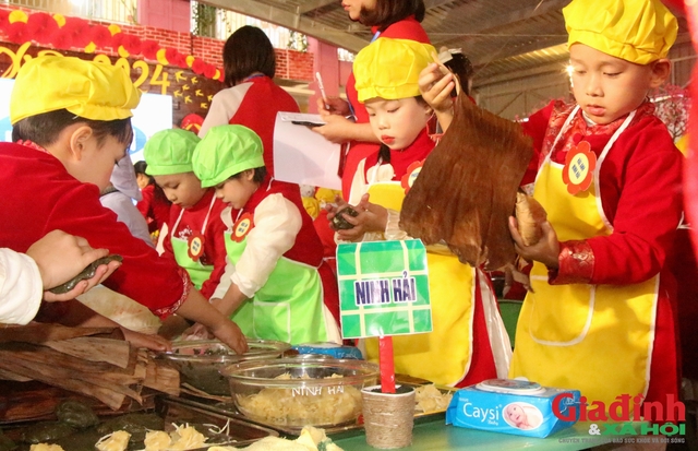 Tận mắt chứng kiến hàng trăm trẻ mầm non Hải Dương lần đầu tiên tự làm bánh Gai cổ truyền Ninh Giang - Ảnh 9.