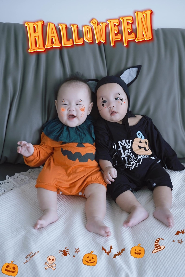 Hình ảnh Halloween hài hước cưng xỉu của cặp song sinh nhà Phương Oanh - Ảnh 2.