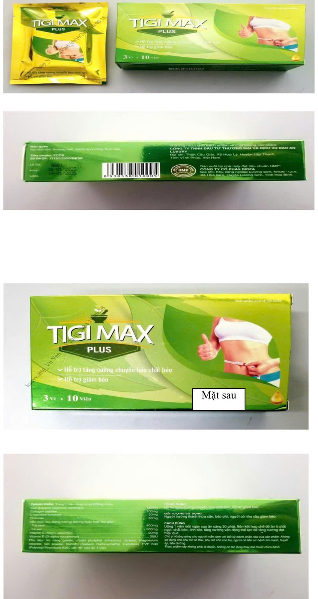 Thực phẩm bảo vệ sức khỏe TIGI MAX PLUS chứa chất cấm Sibutramine, Phenolphtalein - Ảnh 2.