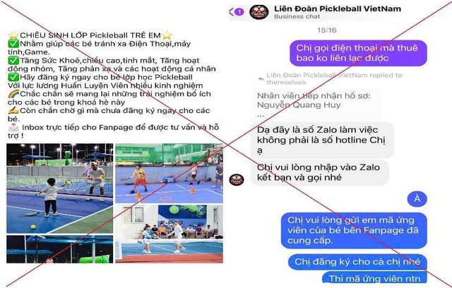 Xuất hiện thủ đoạn lừa đảo khi đăng ký tham gia học chơi Pickleball- Ảnh 1.