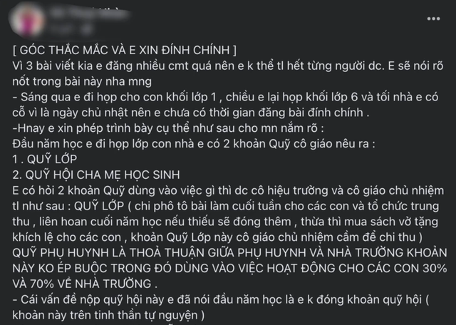 Vụ 'học sinh lớp 1 không được ăn liên hoan do mẹ không đóng quỹ': Người mẹ nói gì? - Ảnh 3.