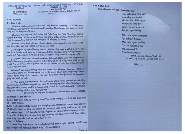 Thi vào lớp 10: Vụ cháy nhà trọ tại Trung Kính xuất hiện trong đề thi môn Văn tại Đắk Lắk - Ảnh 1.