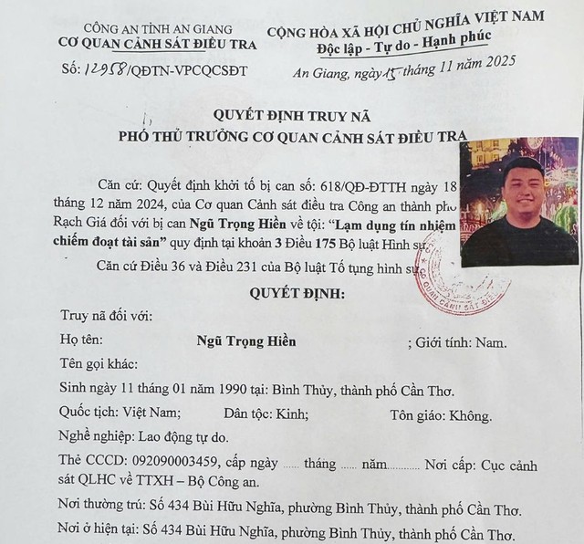 Truy nã đối tượng thuê ô tô tự lái rồi bỏ trốn - Ảnh 1.