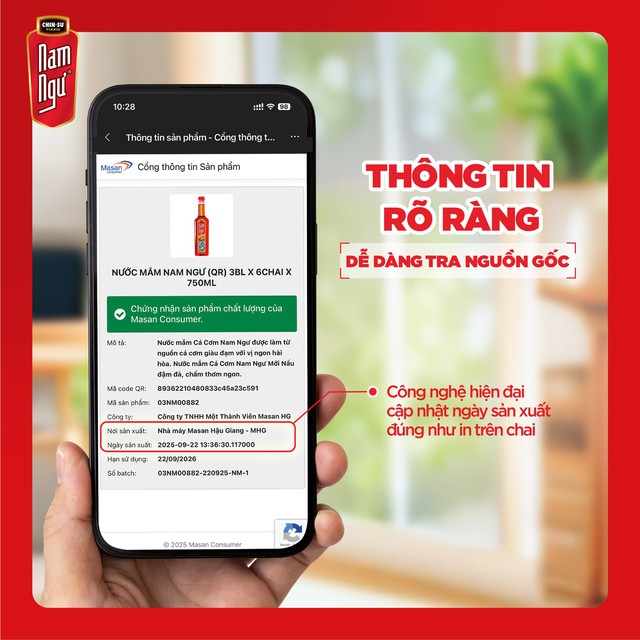 Dễ dàng xác thực hàng chính hãng khi quét QR Code trên mỗi chai nước mắm Nam Ngư - Ảnh 2.