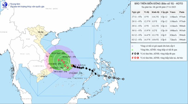 Tin bão mới nhất: Bão số 15 diễn biến khó lường, mạnh lên 4 cấp, 8 tỉnh thành miền Trung dự kiến chịu ảnh hưởng - Ảnh 1.
