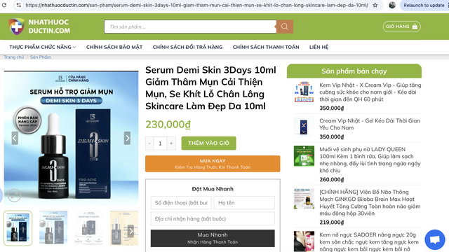 Có tên trong danh sách mỹ phẩm làm giả ở Bắc Giang, serum hỗ trợ giảm mụn 'Demi skin 3 day' đang đánh lừa người tiêu dùng bằng quảng cáo như thế nào?- Ảnh 4. Có tên trong danh sách mỹ phẩm làm giả ở Bắc Giang, serum hỗ trợ giảm mụn 'Demi skin 3 day' đang đánh lừa người tiêu dùng bằng quảng cáo như thế nào?- Ảnh 4.