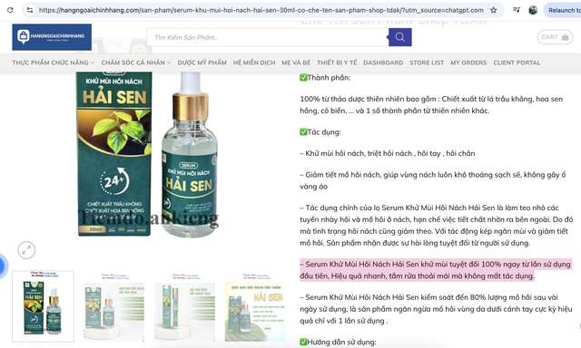 Có tên trong danh sách mỹ phẩm làm giả ở Bắc Giang, serum khử mùi hôi nách Hải Sen đang 'nổ' công dụng, gây hiểu lầm cho người tiêu dùng? - Ảnh 4. Có tên trong danh sách mỹ phẩm làm giả ở Bắc Giang, serum khử mùi hôi nách Hải Sen đang 'nổ' công dụng, gây hiểu lầm cho người tiêu dùng? - Ảnh 4.