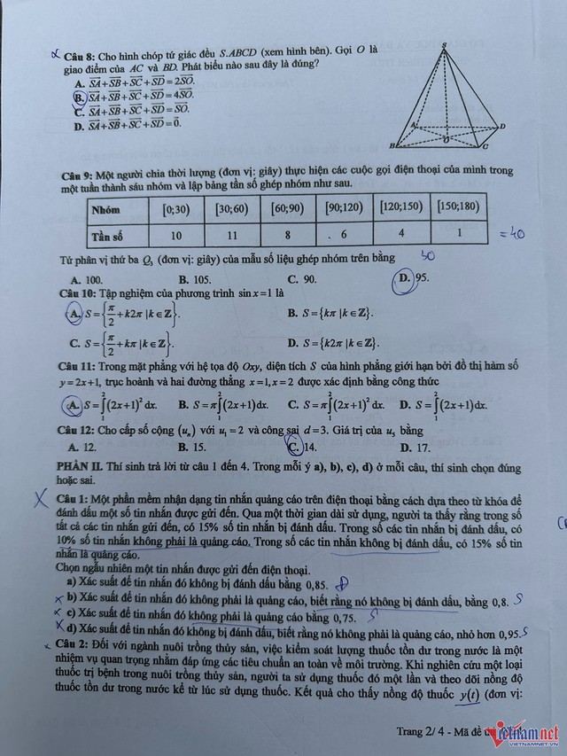 Đề thi môn Toán kỳ thi tốt nghiệp THPT 2025 - Ảnh 4. Đề thi môn Toán kỳ thi tốt nghiệp THPT 2025 - Ảnh 4.