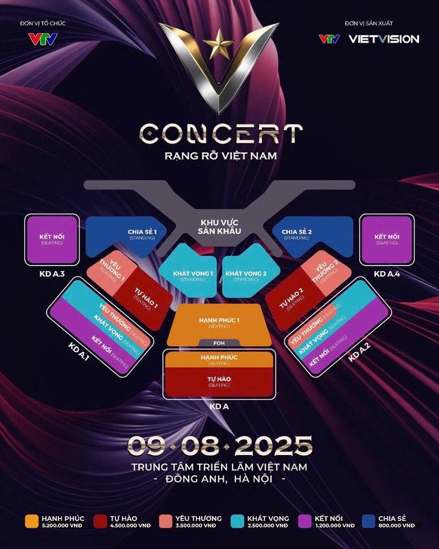Bất ngờ sơ đồ sân khấu và giá vé sự kiện 'V Concert - Rạng rỡ Việt Nam'- Ảnh 5. Bất ngờ sơ đồ sân khấu và giá vé sự kiện 'V Concert - Rạng rỡ Việt Nam'- Ảnh 5.