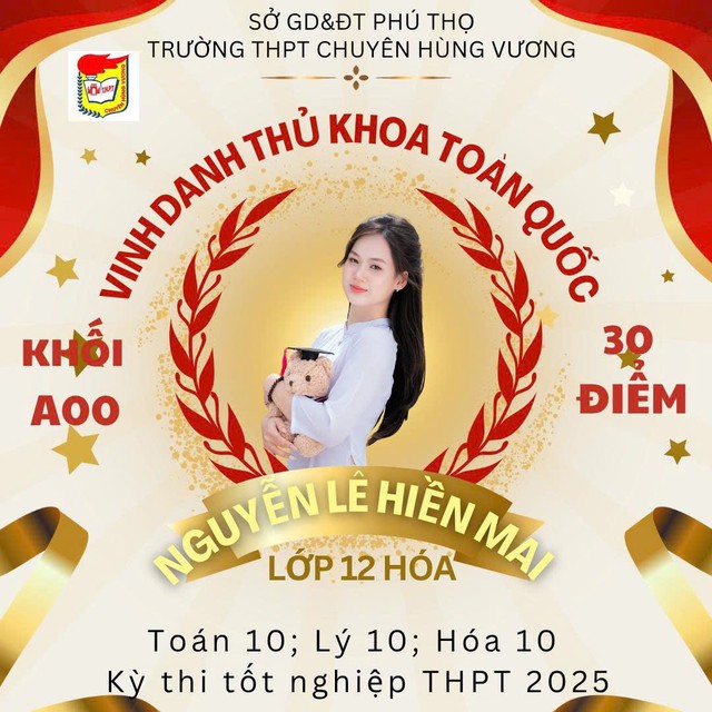 Tiết lộ điều ít biết về nữ thủ khoa quê Phú Thọ gây bão mạng, đạt điểm tuyệt đối 3 môn Toán - Lý - Hóa - Ảnh 1. Tiết lộ điều ít biết về nữ thủ khoa quê Phú Thọ gây bão mạng, đạt điểm tuyệt đối 3 môn Toán - Lý - Hóa - Ảnh 1.