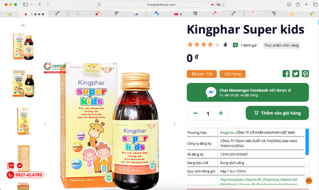 Thuộc diện thu hồi nhưng thực phẩm bảo vệ sức khỏe dành cho trẻ em Kingphar Super Kids vẫn được rao bán công khai- Ảnh 3. Thuộc diện thu hồi nhưng thực phẩm bảo vệ sức khỏe dành cho trẻ em Kingphar Super Kids vẫn được rao bán công khai- Ảnh 3.