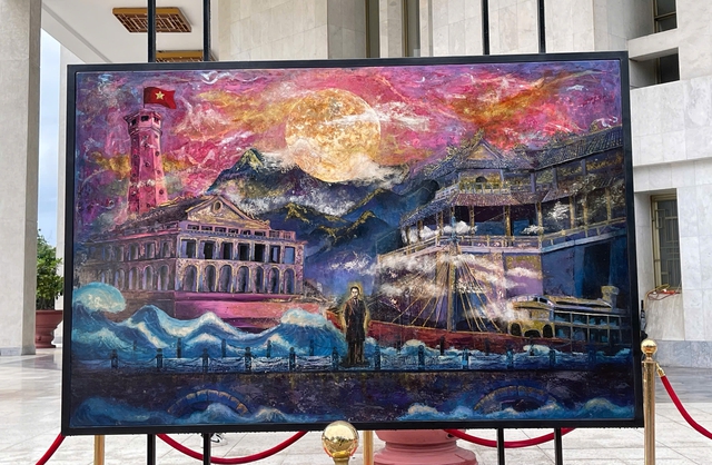 17 bức tranh sơn mài khổ lớn gây ấn tượng tại triển lãm 'Mùa xuân Độc lập'- Ảnh 7. 17 bức tranh sơn mài khổ lớn gây ấn tượng tại triển lãm 'Mùa xuân Độc lập'- Ảnh 7.