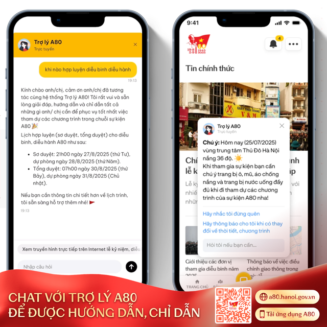 Hà Nội ra mắt ứng dụng A80, chỉ bằng một cú chạm, người dân và du khách nhận chi tiết lộ trình diễu binh diễu hành, hạn chế giao thông- Ảnh 3.