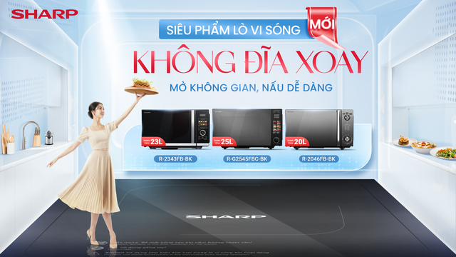 Sharp ra mắt l&ograve; vi s&oacute;ng kh&ocirc;ng đĩa xoay mới: mở kh&ocirc;ng gian, nấu dễ d&agrave;ng - Ảnh 1.