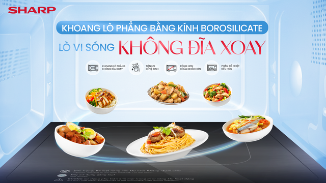 Sharp ra mắt l&ograve; vi s&oacute;ng kh&ocirc;ng đĩa xoay mới: mở kh&ocirc;ng gian, nấu dễ d&agrave;ng - Ảnh 2.