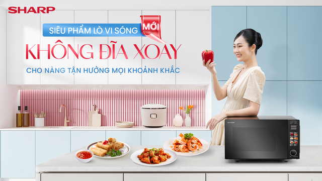 Sharp ra mắt l&ograve; vi s&oacute;ng kh&ocirc;ng đĩa xoay mới: mở kh&ocirc;ng gian, nấu dễ d&agrave;ng - Ảnh 5.