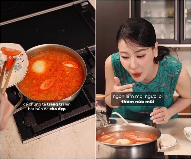 H&agrave; Kiều Anh v&agrave;o bếp nấu b&uacute;n ốc H&agrave; Nội đậm đ&agrave; hương vị truyền thống - Ảnh 7.