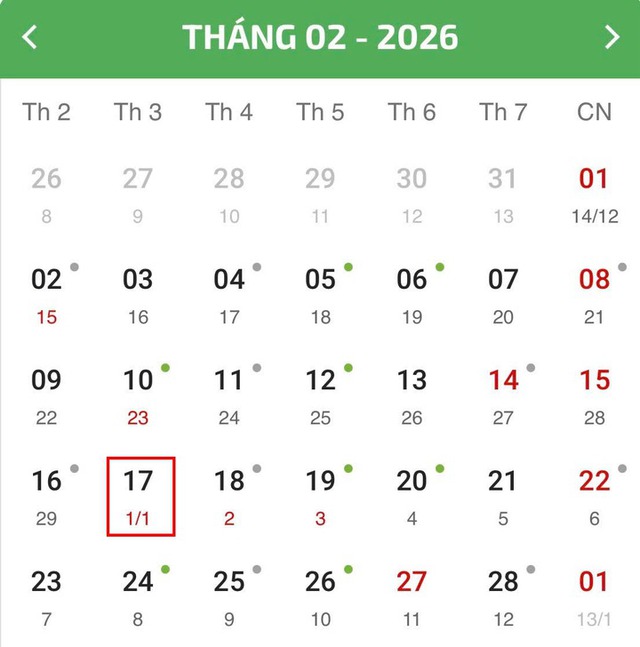 Mùng 1 Tết Bính Ngọ 2026 rơi vào ngày mấy Dương lịch? Cần làm gì, tránh gì để cả năm thuận lợi - Ảnh 1. Mùng 1 Tết Bính Ngọ 2026 rơi vào ngày mấy Dương lịch? Cần làm gì, tránh gì để cả năm thuận lợi - Ảnh 1.