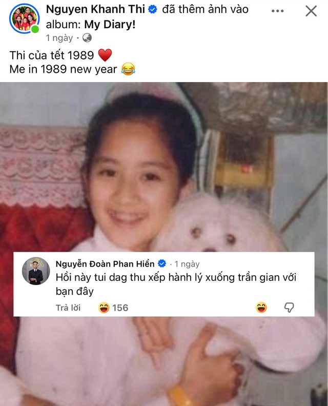 Khánh Thi khoe ảnh Tết lúc nhỏ nhưng lời nhắn gửi của Phan Hiền lại 'dậy sóng' MXH - Ảnh 2. Khánh Thi khoe ảnh Tết lúc nhỏ nhưng lời nhắn gửi của Phan Hiền lại 'dậy sóng' MXH - Ảnh 2.