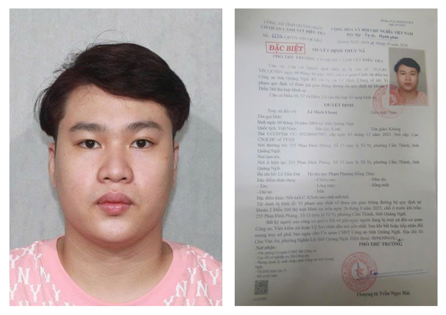 C&ocirc;ng an Quảng Ng&atilde;i th&ocirc;ng b&aacute;o truy n&atilde; đối tượng L&ecirc; Minh Khang  - Ảnh 1.