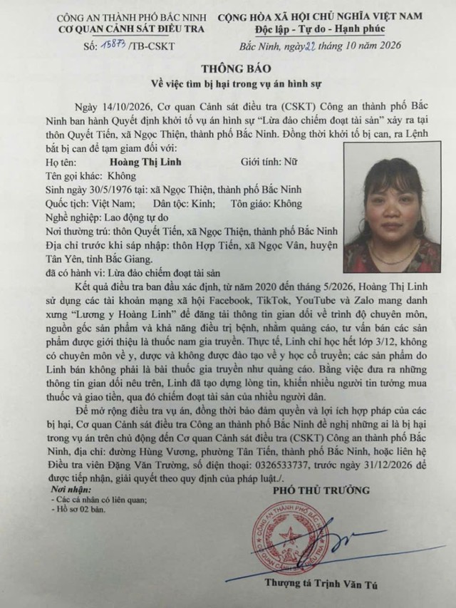 Công an thông báo khẩn: Ai từng mua thuốc của "Lương y Hoàng Linh" cần liên hệ làm việc ngay - Ảnh 1.