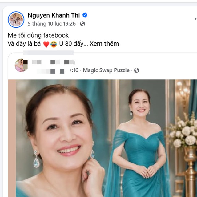 Mẹ ruột Kh&aacute;nh Thi ở tuổi U80 vẫn tươi trẻ, d&ugrave;ng mạng x&atilde; hội s&agrave;nh điệu - Ảnh 1.