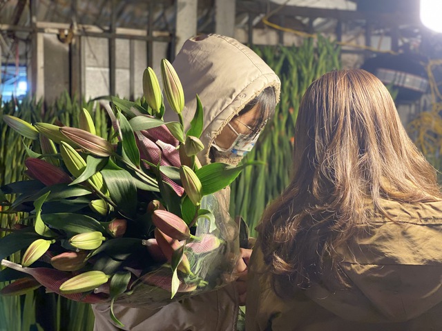 Chợ đầu mối hoa lớn bậc nhất Thủ đô tất bật xuyên đêm dịp cận Tết 2026 - Ảnh 12. Chợ đầu mối hoa lớn bậc nhất Thủ đô tất bật xuyên đêm dịp cận Tết 2026 - Ảnh 12.