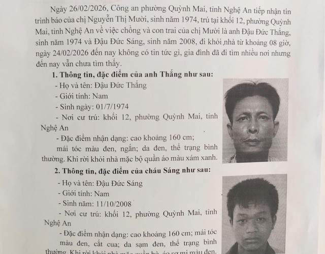 Nghệ An mất t&iacute;ch: Cha con t&igrave;m việc ở H&agrave; Nội g&acirc;y hoang mang cho gia đ&igrave;nh - Ảnh 1.