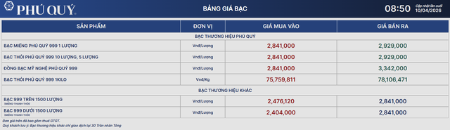 Giá bạc hôm nay 10/4: Phú Quý, Doji, Ancarat, Sacombank-SBJ tăng giảm ra sao? - Ảnh 1. Giá bạc hôm nay 10/4: Phú Quý, Doji, Ancarat, Sacombank-SBJ tăng giảm ra sao? - Ảnh 1.