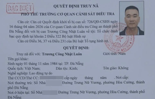 Công an Đà Nẵng thông báo truy nã loại “đặc biệt” đối tượng Trương Công Nhật Luân - Ảnh 1. Công an Đà Nẵng thông báo truy nã loại “đặc biệt” đối tượng Trương Công Nhật Luân - Ảnh 1.